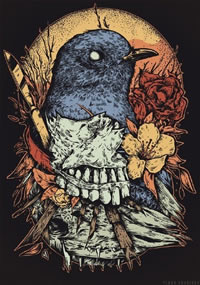 蓝色可爱燕子纹身图案手稿