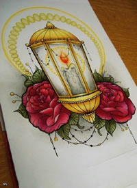 优美逼真灯纹身图案