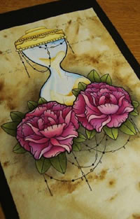 逼真形象沙漏纹身图案手稿