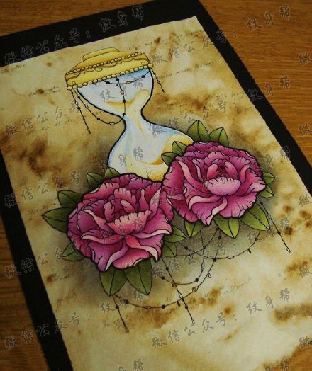 逼真形象沙漏纹身图案手稿