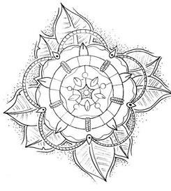 几何线条唯美莲花点刺纹身图案