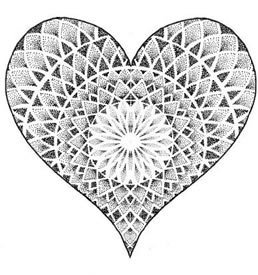 中国传统唯美心形莲花莲瓣纹身图案