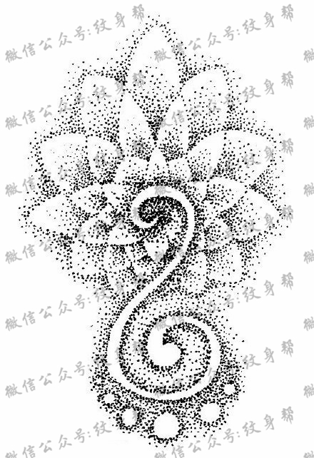 传统尼泊尔风梵花点刺纹身图案