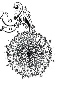 传统尼泊尔风莲花花瓣点刺纹身图案