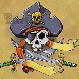 超酷的海盗骷髅纹身图案