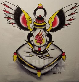 漂亮的双翅水彩手稿纹身图案