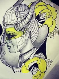 幽美魔女手稿纹身图案