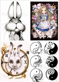 可爱的小兔子手稿纹身图案