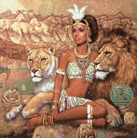 霸气的印度女郎左虎又狮纹身图案