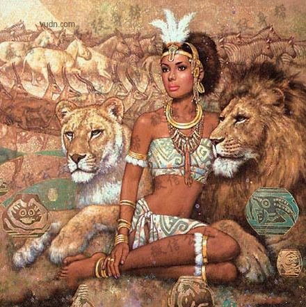 霸气的印度女郎左虎又狮纹身图案