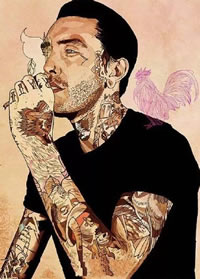 画中纹身的霸男手稿纹身图案