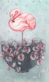 素描一只美丽的丹顶鹤纹身图案