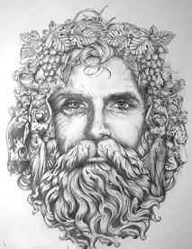 希腊海神头像手稿纹身图案