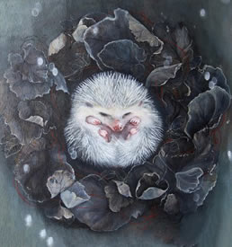 素描可爱的小刺猬纹身图案