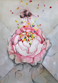 素描一朵高贵的牡丹花纹身图案