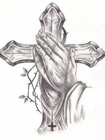 信仰十字架手稿纹身图案