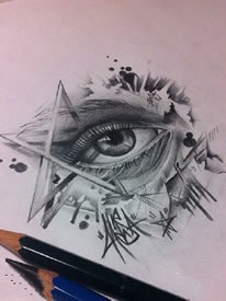 几何立体的全视之眼纹身图案