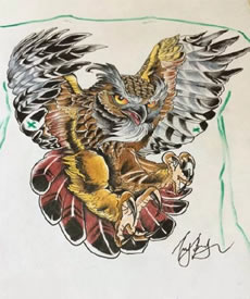 霸气的老鹰手稿纹身图案