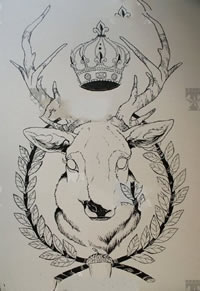 有灵性的小鹿手稿纹身图案