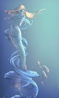 彩色美人鱼手稿纹身图案