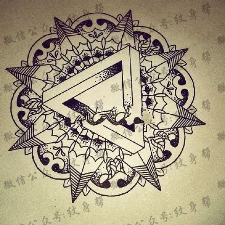 几何线条梵花之美手稿纹身图案