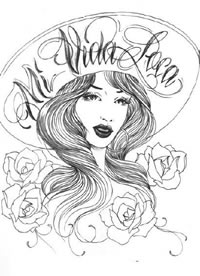 欧美风漂亮的美女手稿纹身图案