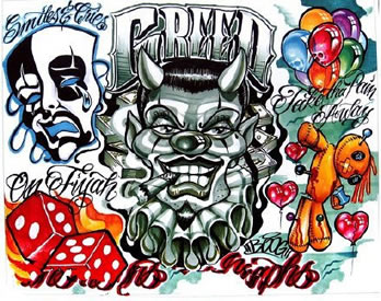 西海岸风格般若手稿纹身图案