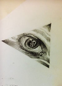 黑灰三角全视之眼手稿纹身图案