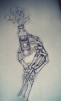 惊悚的死神骷髅手稿纹身图案