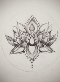 黑灰莲花手稿纹身图案