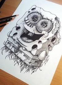 海绵宝宝大大的笑纹身图案