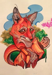 可爱的卡通狗手稿纹身图案