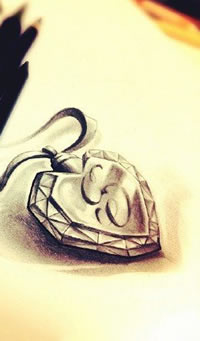 素描立体的钻石手稿纹身图案