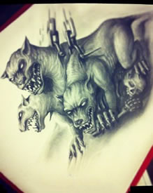 凶恶的般若手稿纹身图案