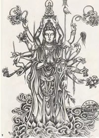 千手观音手稿纹身图案