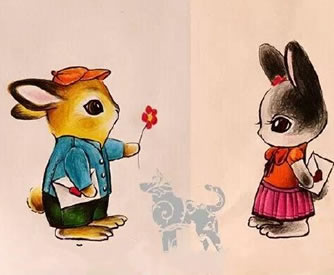 卡通的可爱小兔子纹身图案