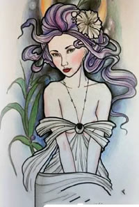 漂亮的艺妓手稿纹身图案