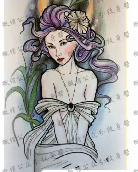 漂亮的艺妓手稿纹身图案