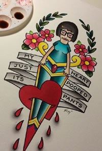 欧美风超能量的女孩纹身图案