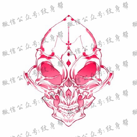头骨手稿_一套红色创意头骨纹身手稿