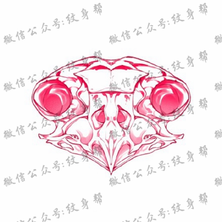 头骨手稿_一套红色创意头骨纹身手稿