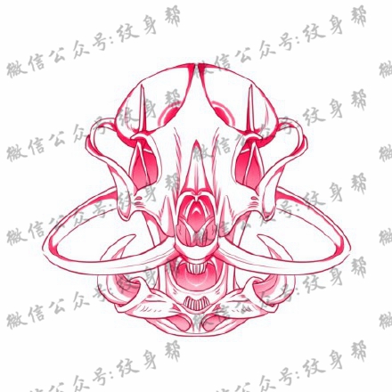 头骨手稿_一套红色创意头骨纹身手稿