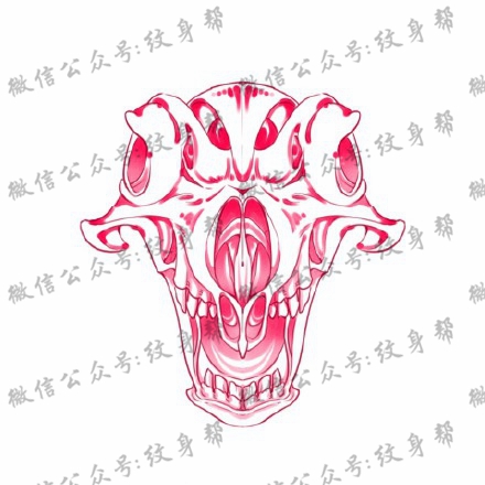 头骨手稿_一套红色创意头骨纹身手稿