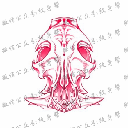 头骨手稿_一套红色创意头骨纹身手稿