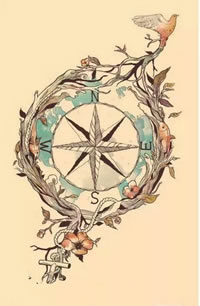 设计风格指南针手稿纹身图案