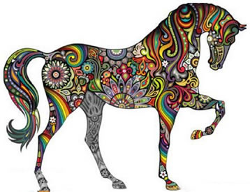 彩绘骏马手稿纹身图案