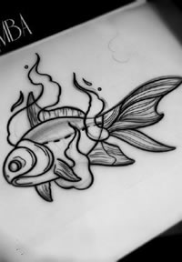 经典鲤鱼手稿纹身图案