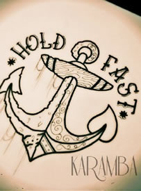 简单的船锚手稿纹身图案