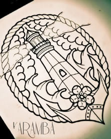 经典的灯塔纹身图案