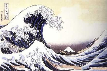 澎湃的海浪手稿纹身图案